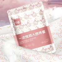 Disposable Four-piece Bed Sheet Set Skin-friendly Bedding Korean Fashion Travel Bed Cover Sets Breathable Non-slip Universal Ins 3