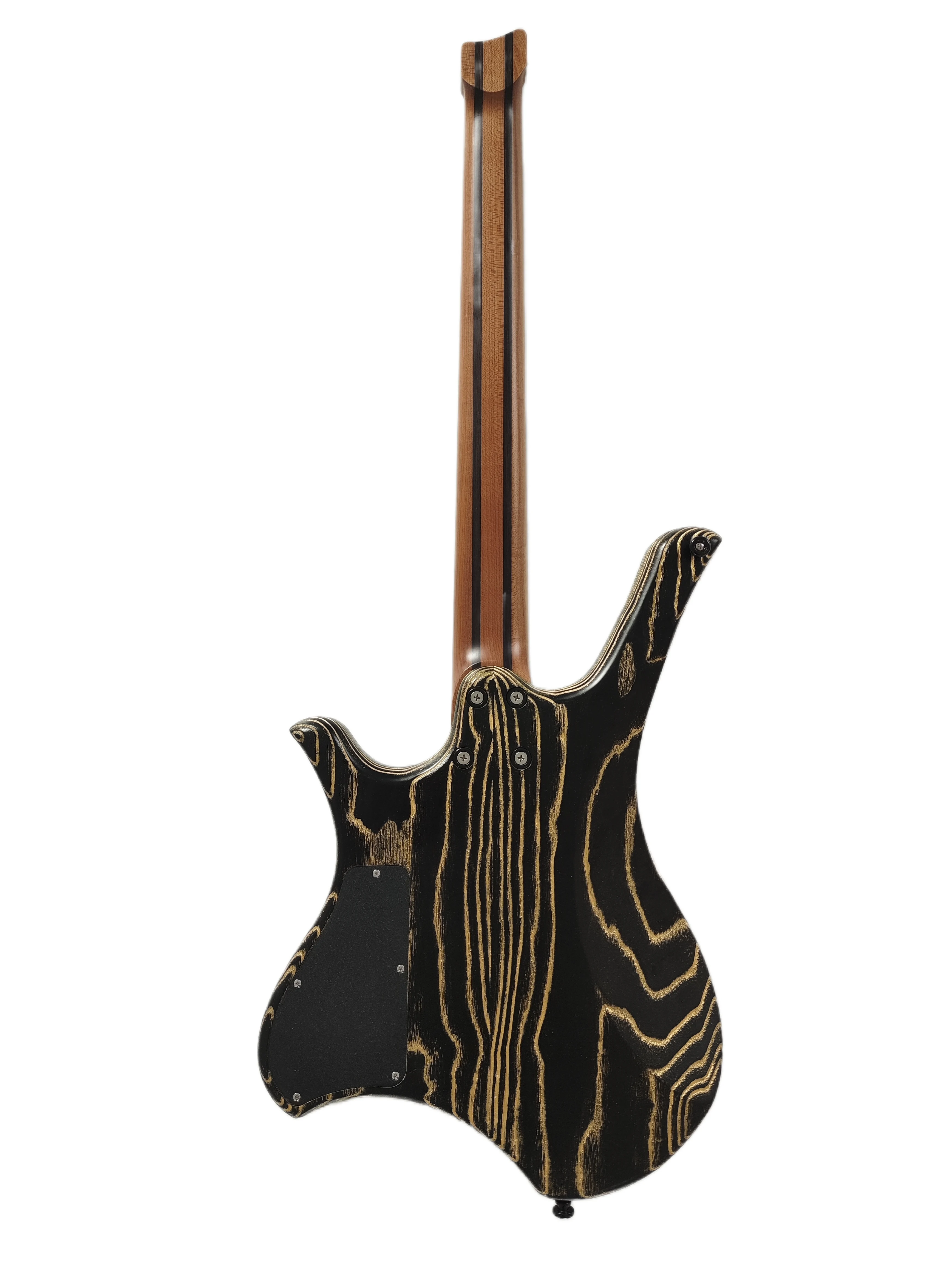 McTang Headless Electric Guitar,6 Strings, Fan shaped Frets,Handmade ， sandblasted，Golden
