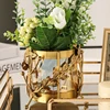 Luxury Metal Flower Vase, European Style, Glass Plant Pot, Wedding, Christmas, Living Room Dining Table Home Decoration Artwork 6