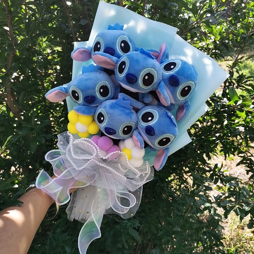 Anime Lilo and Stitch Plush Doll Toys Rose Bouquet Cartoon Stuffed Animals Valentine\'s Day Christmas Birthday Wedding Party Gift