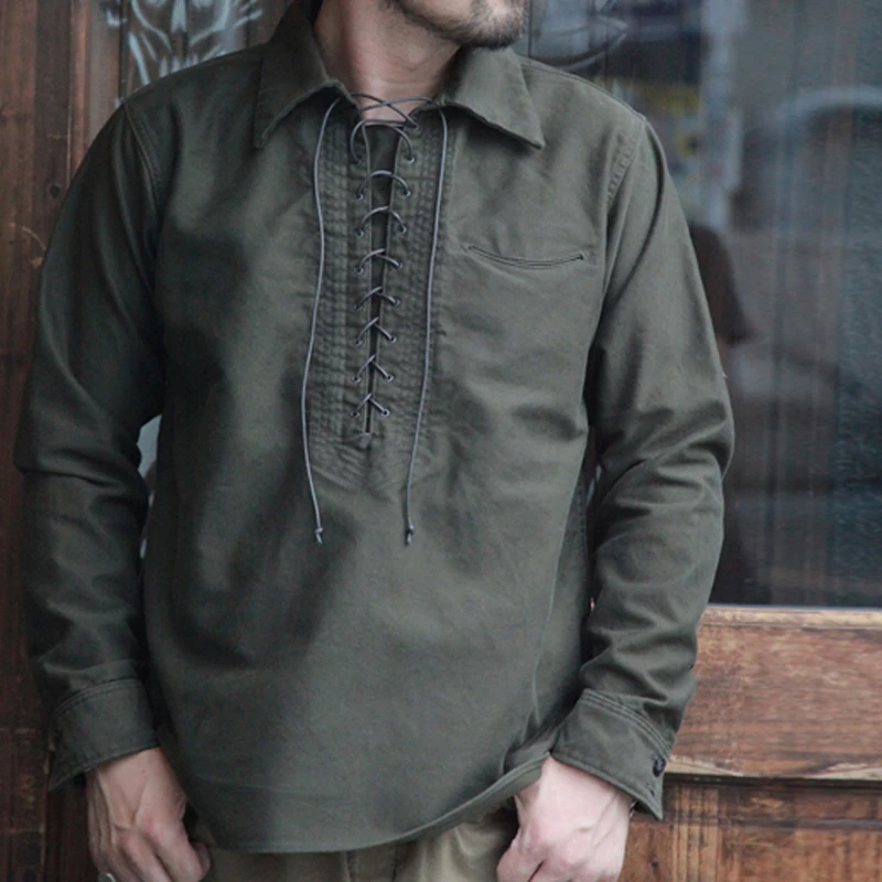 

YANGHAOYUSONG Homemade YUTU&MM retro micro-elastic twill cotton men's and women's same trend top Victorian pirate shirt