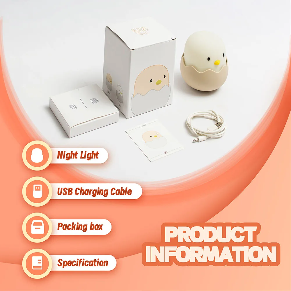 Duck Silicone Night Light for Children With Timer Usb Rechargeable Dimming Touch Lamp Sleeping Bedroom Cartoon Animal Decor Gift 6