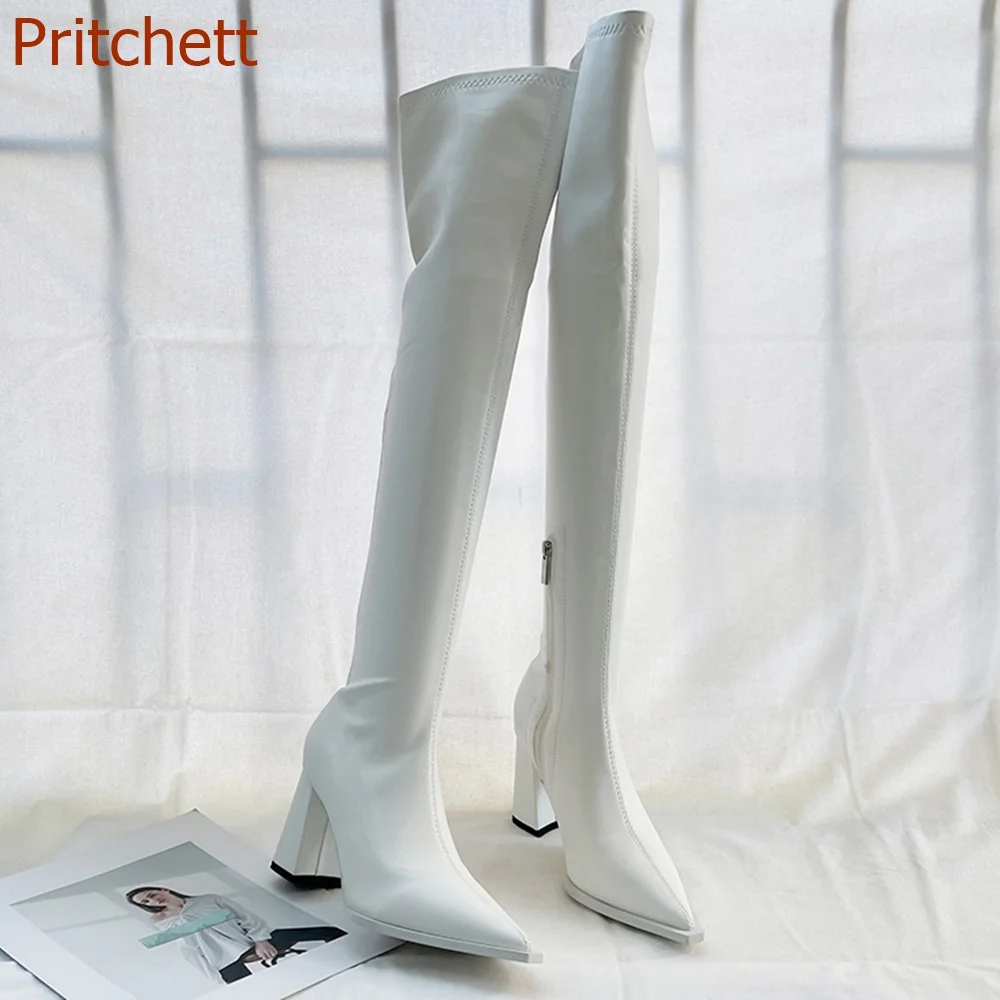 Super Long Pointed Toe Women Boots Over The Knee 2023 Autumn Winter High Boots Thick Heel High Heel Knight Fashion Casual Boots
