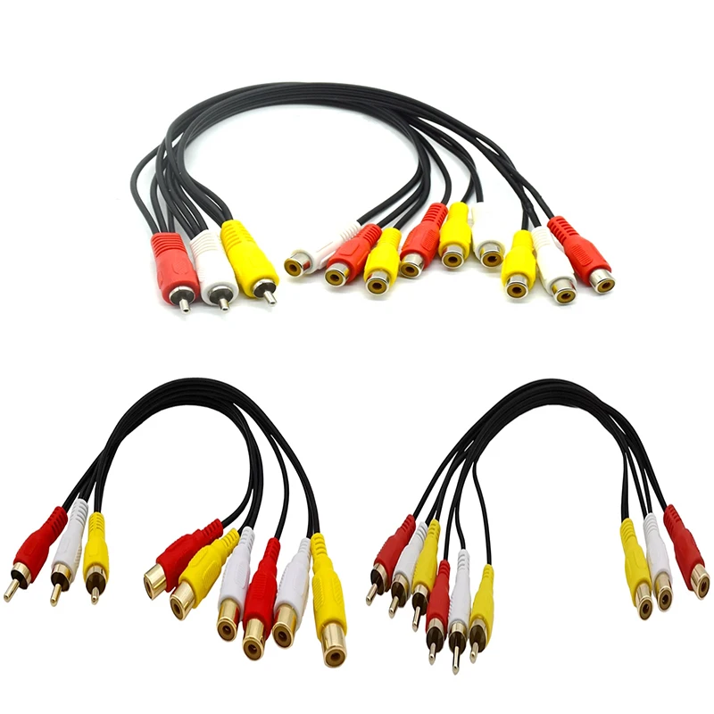 

3RCA Audio Video Composite AV Cables 3 RCA Male To 6 RCA 9RCA Female Jack Splitter Adapter Cord for DVD Player TV Set-top Box