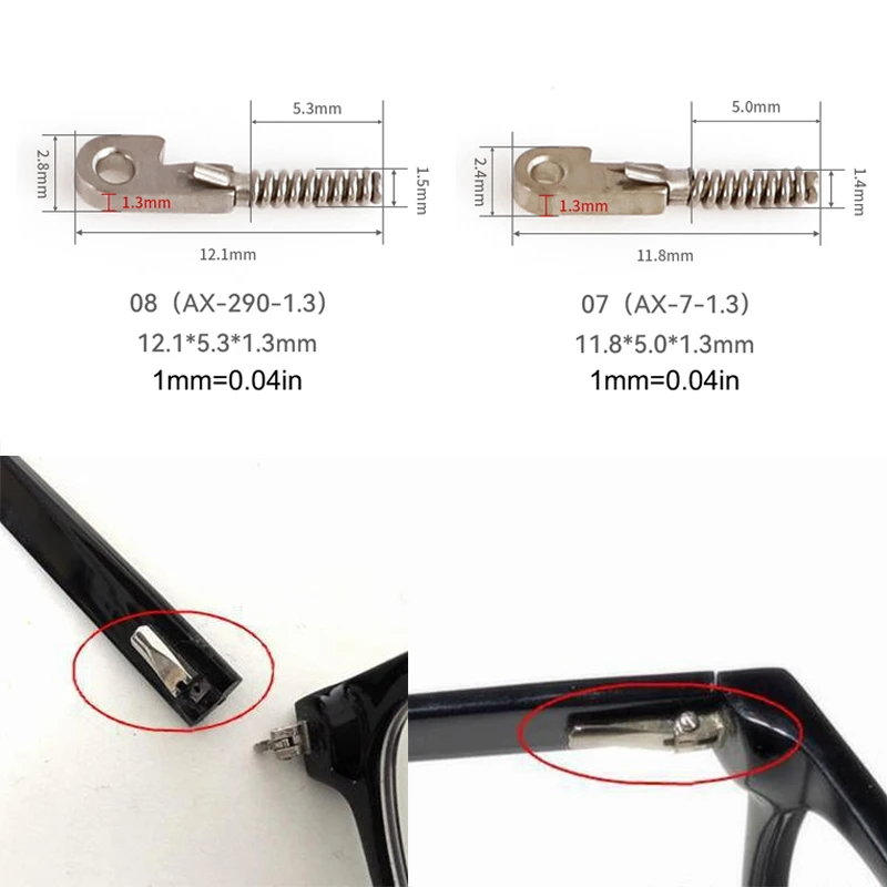ómFunny ien2 Stück Brillen mit Federeinsatz, Brillenreparatur, Flex-Bügel, optischer Rahmen, kaputtes Ersatzteil-Zubehör – Detail 6