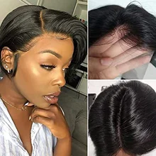 

Extra Short Bob Synthetic Lace Wigs Side Part Natural Colors Blonde Transparent Lace Wig Pre Plucked Bleached Knots For Women