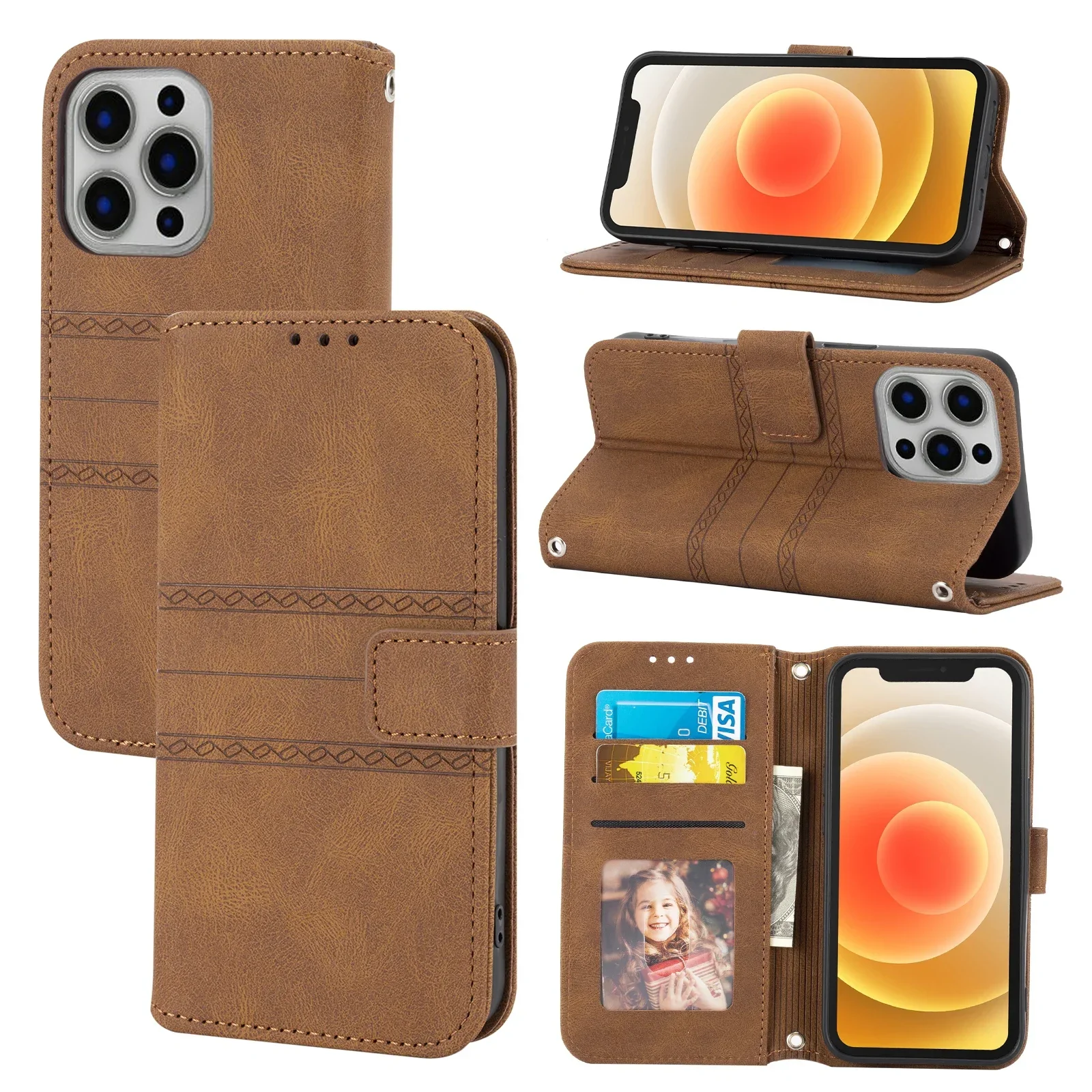 

Crossbody Cards Solt Wallet Leather Case For iphone 15 Pro Max 14 Plus 13 12 mini 11 XSMAX XR XS 6 7 8 SE2022 Long Lanyard Cover