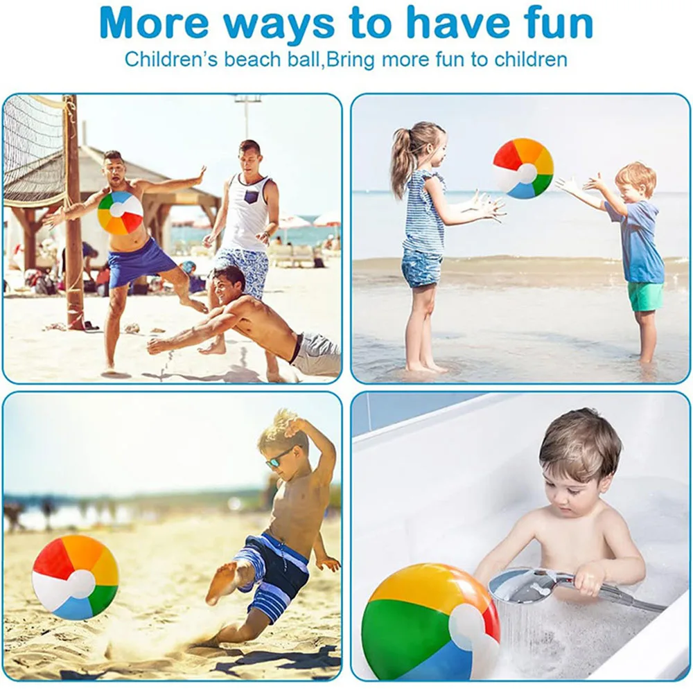 Inflatable Beach Ball 6 Colors PVC Water Toy for Pool Lake Party Summer Fun Two Sizes manual pump