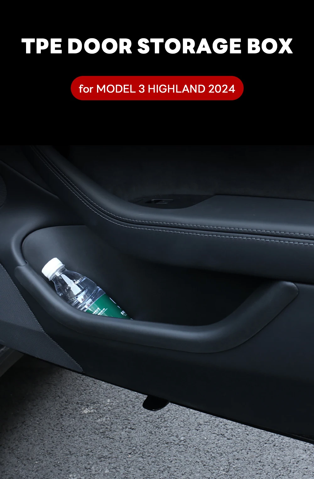 For Tesla New Model 3 Highland 2024 Rear Full Storage Box Door Handle Armrest Tr