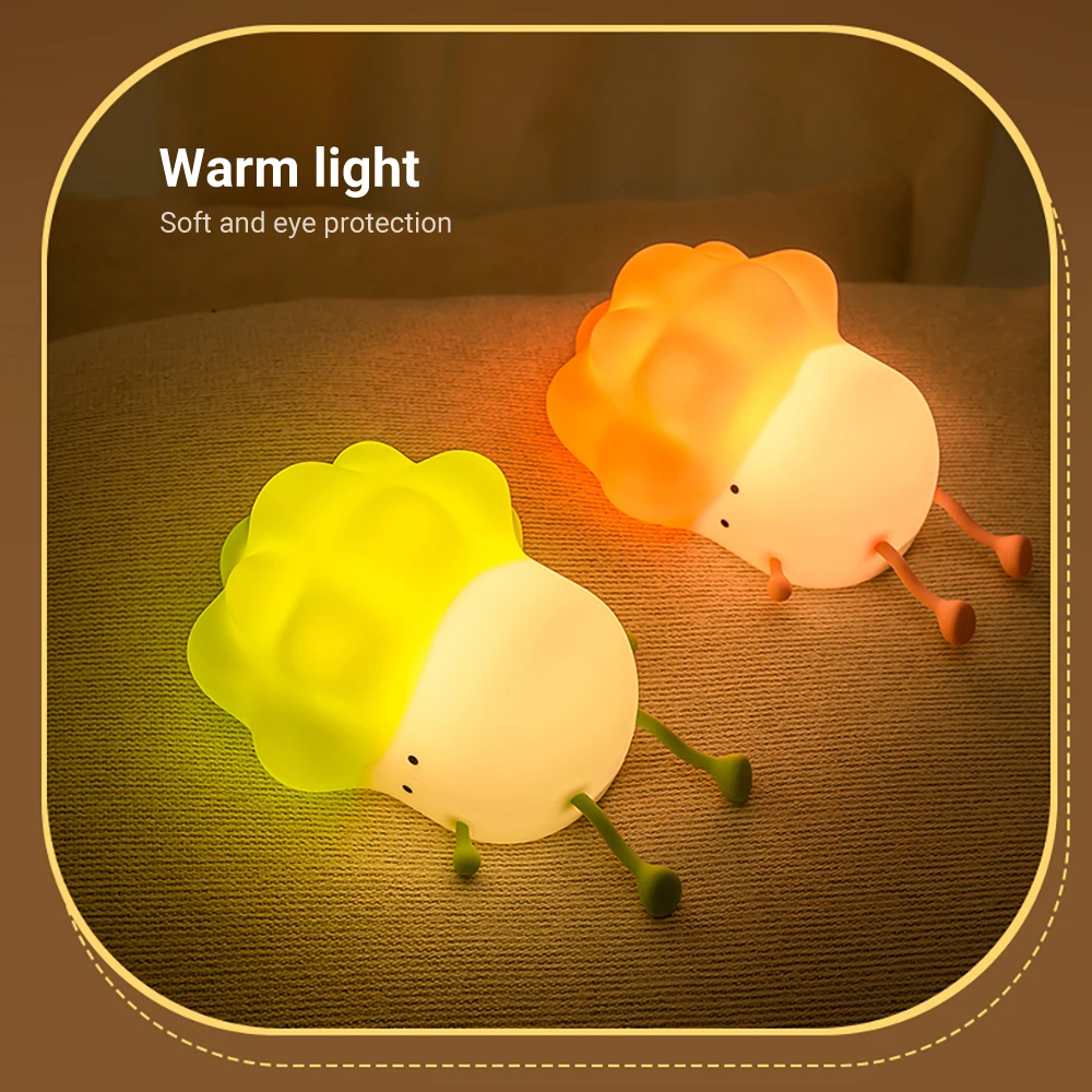 

LED Cute Cabbage Night Light Touch Sensor Timing Lamps Children Gifts Home Bedside Table Bedroom Decoration Silicone Night Lamp