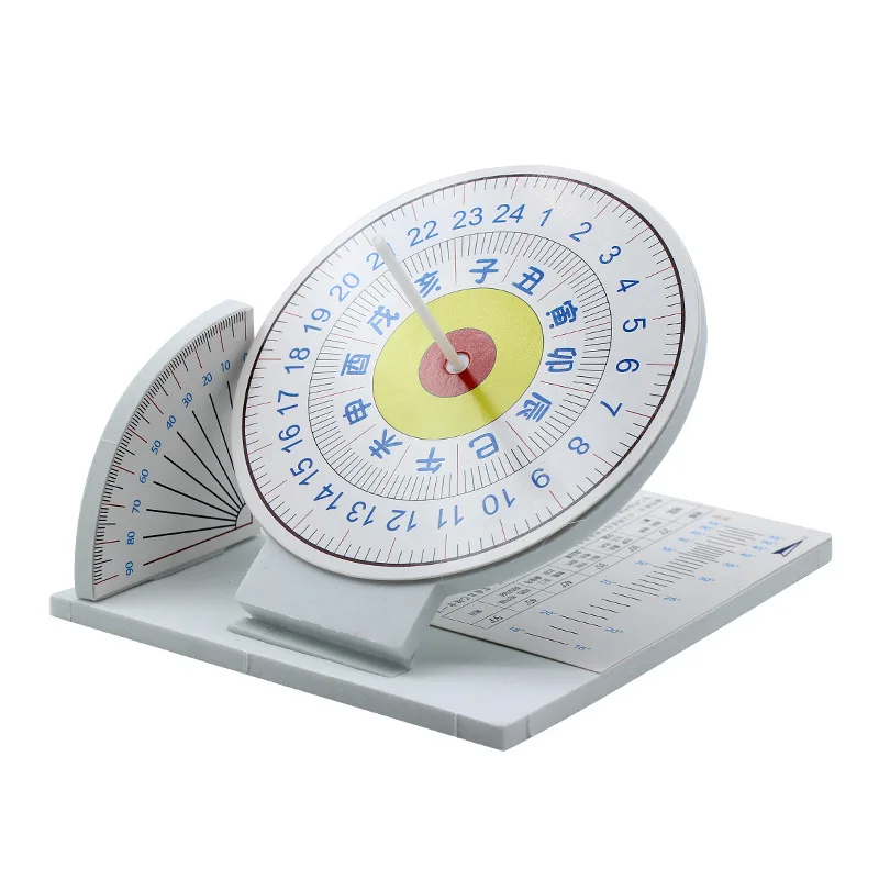 Equatorial Sundial Clock Wooden Building Scientific Model DIY Teaching Aid Educational Toys for Kids Desk Accessories