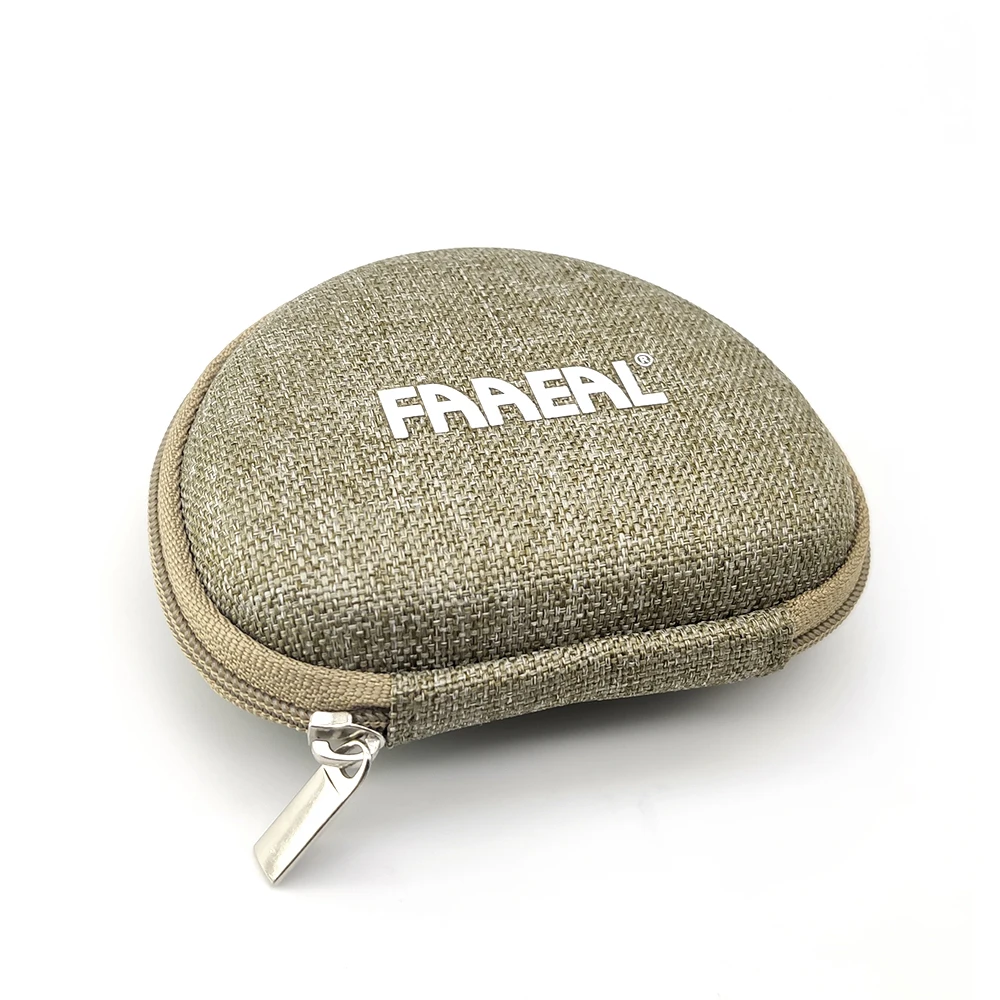 Compact Hard Shell Earphone Storage Pouch with Zipper Closure