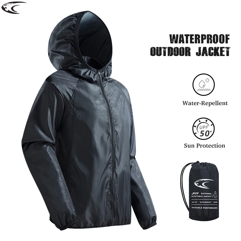 LNGXO Veste de randonnée imperméable pour homme et femme Coupe-vent de protection solaire à séchage rapide Camping Chasse Escalade Manteau de pluie en plein air