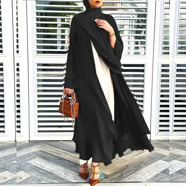 108466-03b43d.jpeg Mode mousseline de soie Abaya Kimono dubaï musulman Cardigan Abayas femmes Robe décontractée femme Islam vêtements avec ceinture