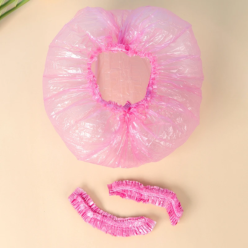 Shower Cap 80pcs Shower Cap Head Cover Elastic Plastic Thickened Pink Round Cover Food Kitchen Bathroom Accessories Food Preservation Bag