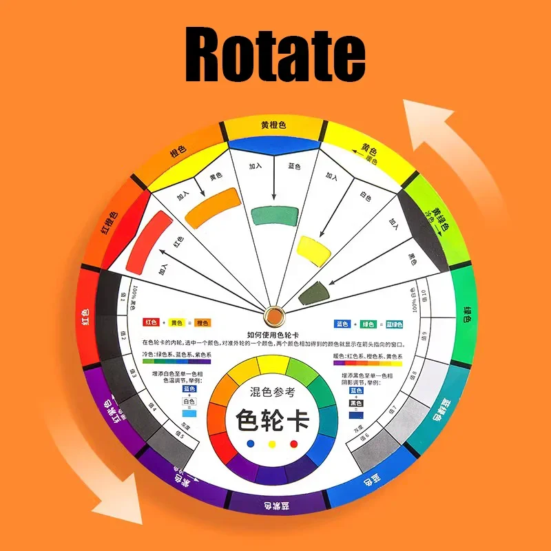 페인팅용 종이 카드 휠, 원형 크로매틱 눈썹 페인팅 디자인 네일, 전문 안료 메이크업 용품, 72 색