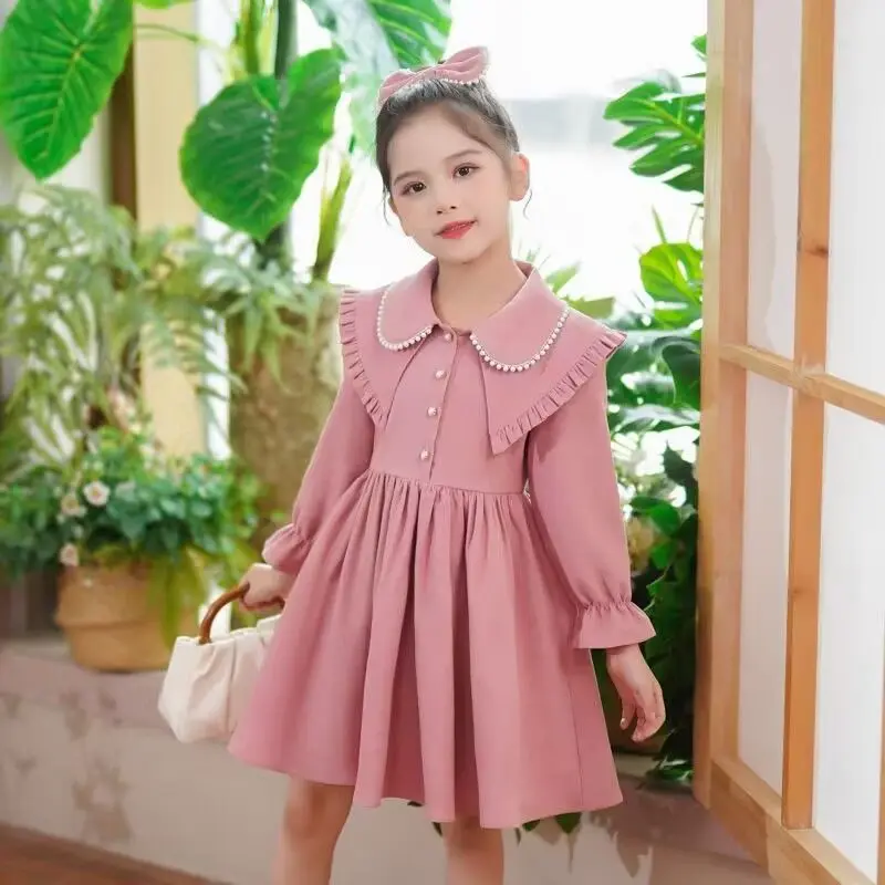 

Girls' Dress 2023 New Foreign Autumn and Winter Fashionable Big Kids Long Sleeve Princess Skirt