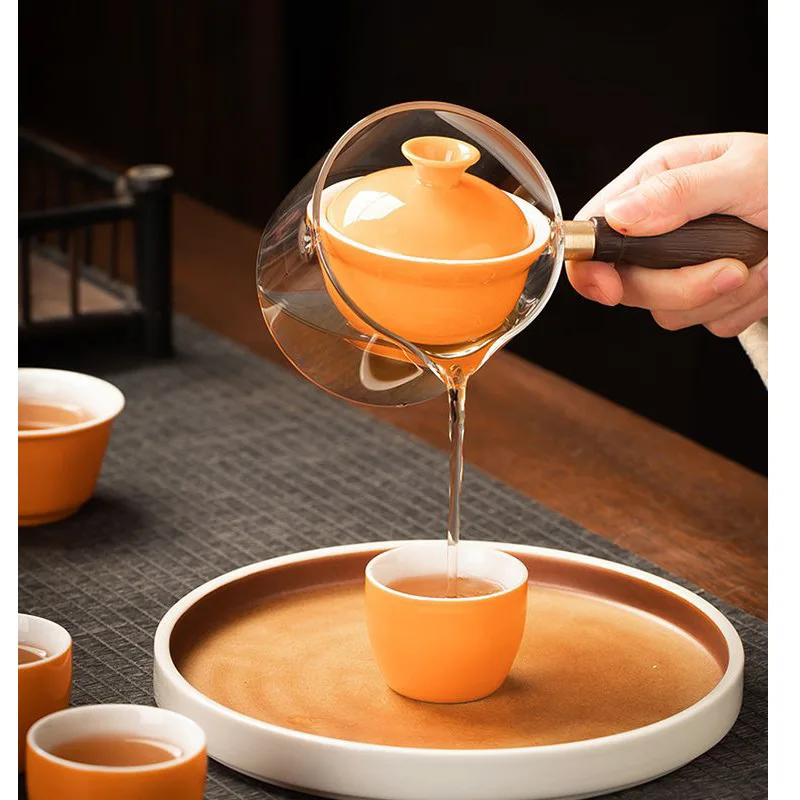 Portable Kung Fu Tea Set Transparent Glass Tea Cup Thickened Filter Outdoor Portable Travel