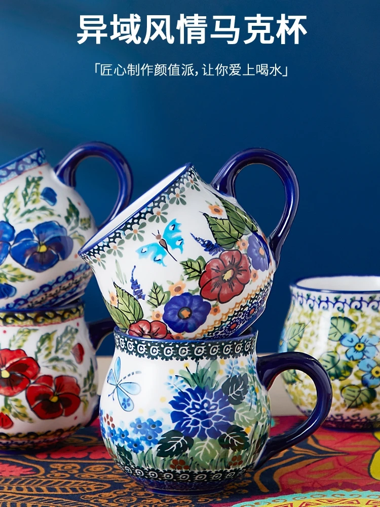 

Polish Big Belly Cup Ceramic Water Cup Office Tea Cup Household Cup High Color Value Underglaze Color Mug