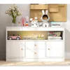 Toy Storage Organizer, Wooden Kids Bookshelf with 2 Drawers, 2 Cabinets & Open Shelf, Toy Organziers and Storage for Playroom 6