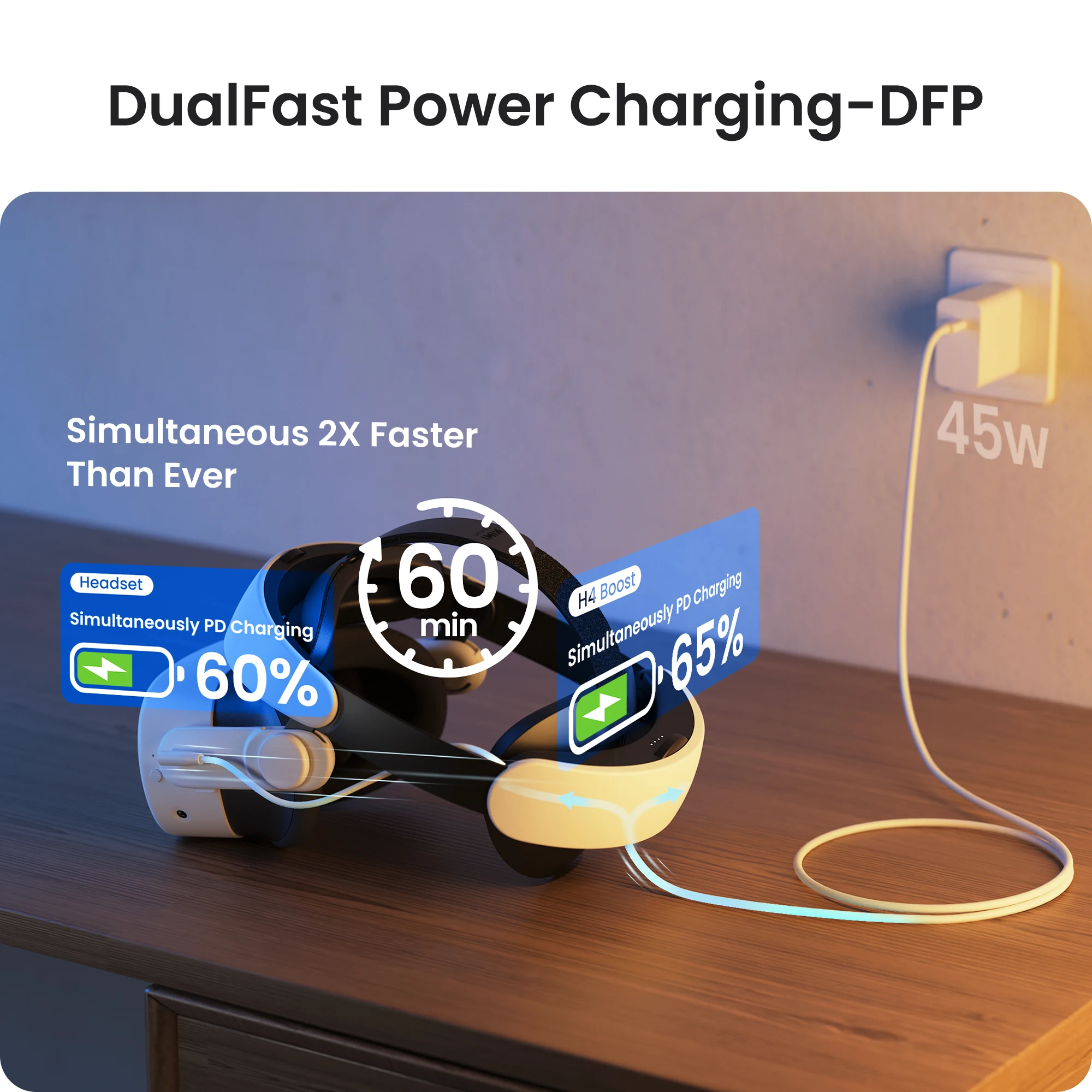 KIWI design H4 Boost Quest 3/3S用ヘッドストラップ H4 Boost Halo バッテリー付き ヘッドストラップ クエスト3