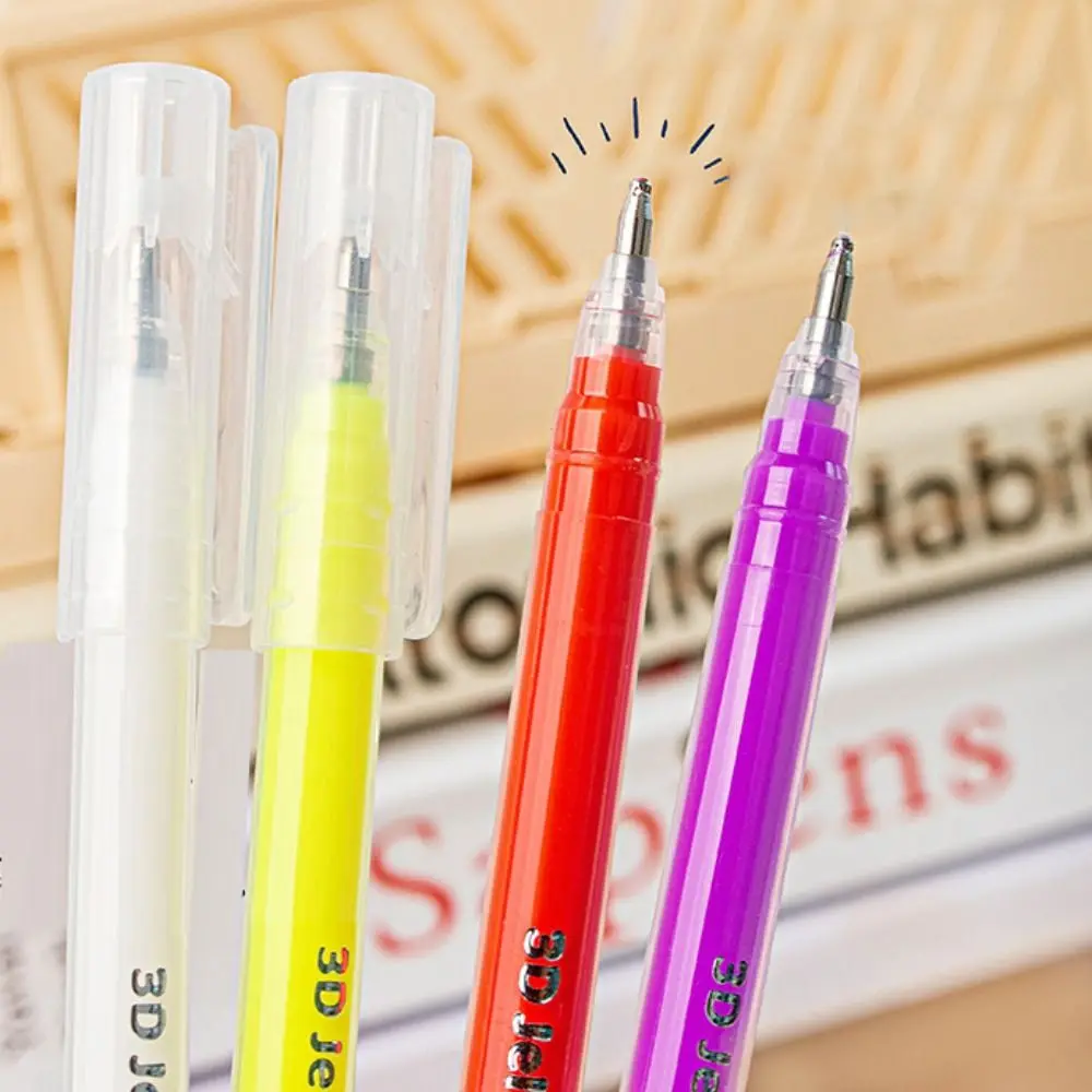 3D Stereo Pastel Pencil Cute Fluorescence Painting Gel Pen Creative Painting Bullet Diary Colored Pens Student 6 Pieces/Pack