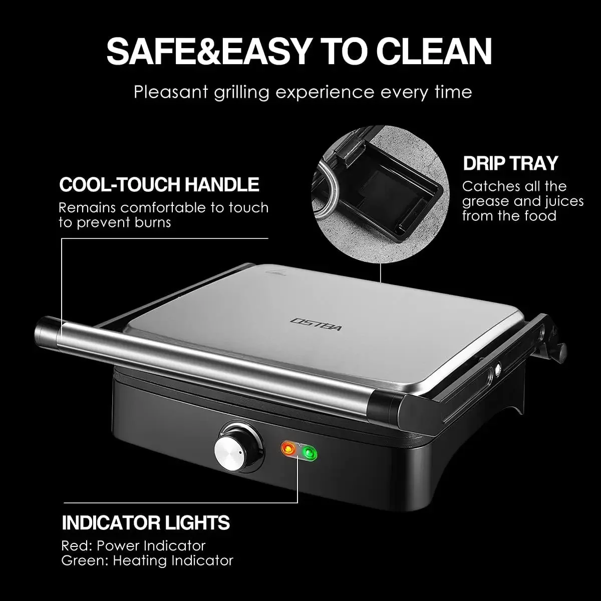 NEW Panini Press Grill Indoor Sandwich Maker with Temperature Setting, 4 Slice Large Non-stick Versatile Grill