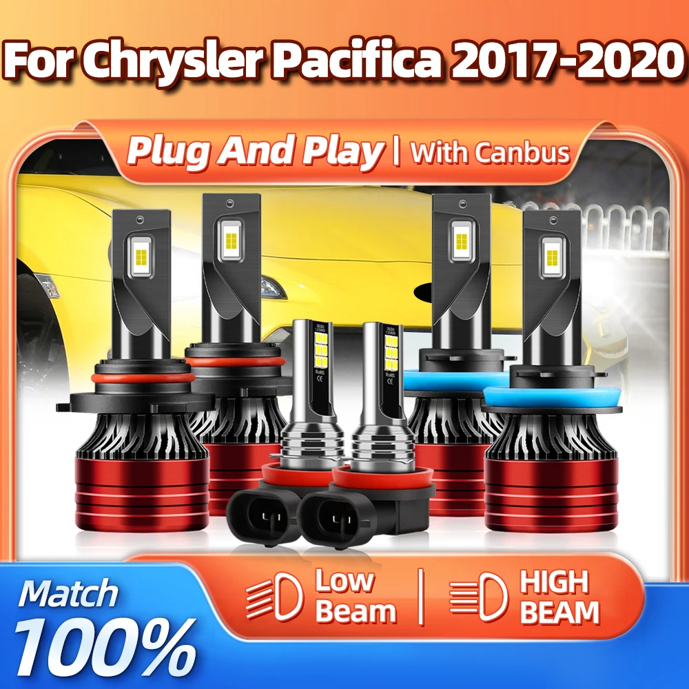 

60000LM Canbus LED Headlight 6000K White Turbo Fog Lights 3570 CSP Auto Headlamps 12V For Chrysler Pacifica 2017 2018 2019 2020
