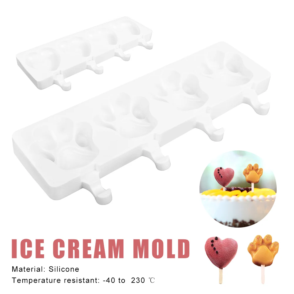 

2023New Silicone Frozen Ice Cream Mold Juice Popsicle Maker Ice Lolly Pop Mould 1PC 4 Cell DIY Baking Pastry Tools