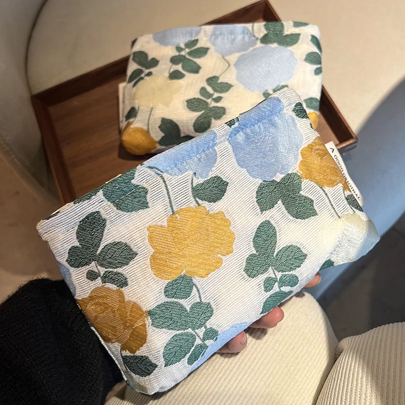 

Ins Simple Fresh Floral Cosmetic Bag Makeup Bag Travel Skincare Toiletry Organizer Clutch Phone Pouch Pencil Case Pen Bag