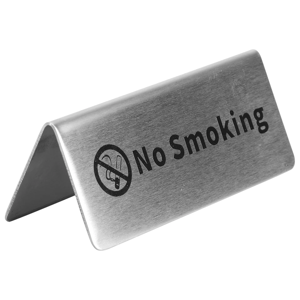 AHANDMAKER No Smoking Tischschild Edelstahl – 4,95 X 4,85 Cm, Zeltförmig, Für Restaurant & Büro