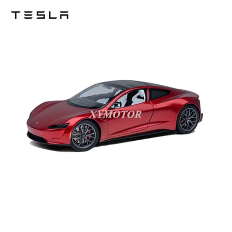 

Модель автомобиля Tesla Roadster гоночного автомобиля под давлением, 1/18, детские игрушки, хобби, подарки на день рождения для мальчиков и девочек, демонстрационное украшение, коллекция, красный
