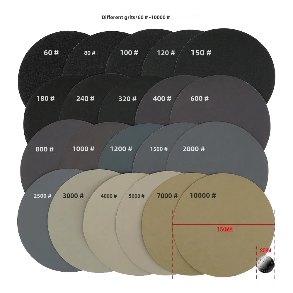 Sanding Discs 6 Inch Waterproof Hook and Loop Sanding Discs 60-10000 Grit Flocking Sandpaper 150mm for Wet Dry Grinder Polishing 10 Pieces
