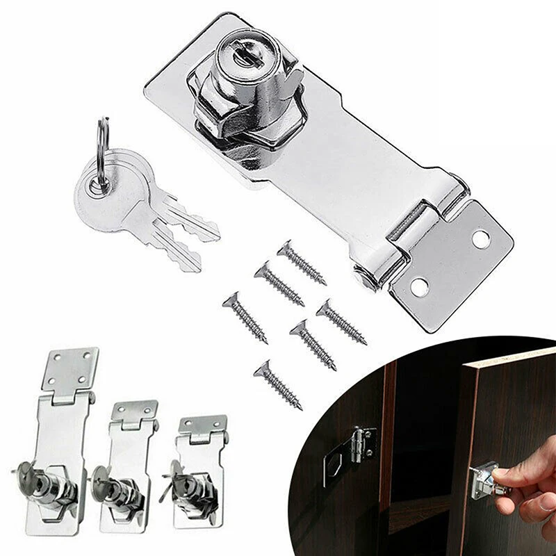 Description Picture 6 of item1pc Safety Keyed Hasp Lock Stainless Steel Twist Knob Keyed Locking Hasp Catch Latch Door Lock for Small Doors Cabinets