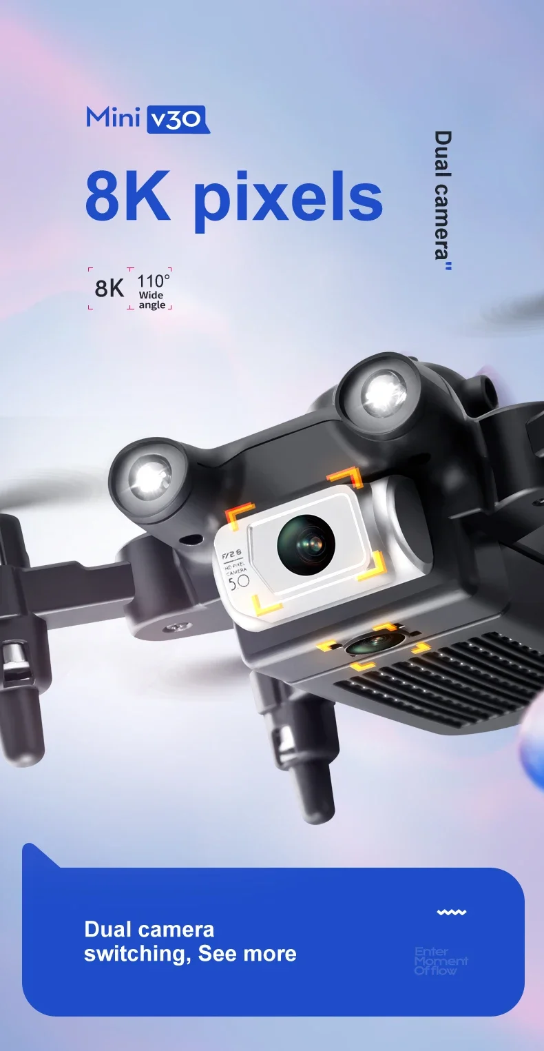 Lenovo Mini V30 Drone 8K Aerial HD Profesional RC FPV Drone Five-sided Intelligent Obstacle Avoidance Mini Convenient GPS Drone