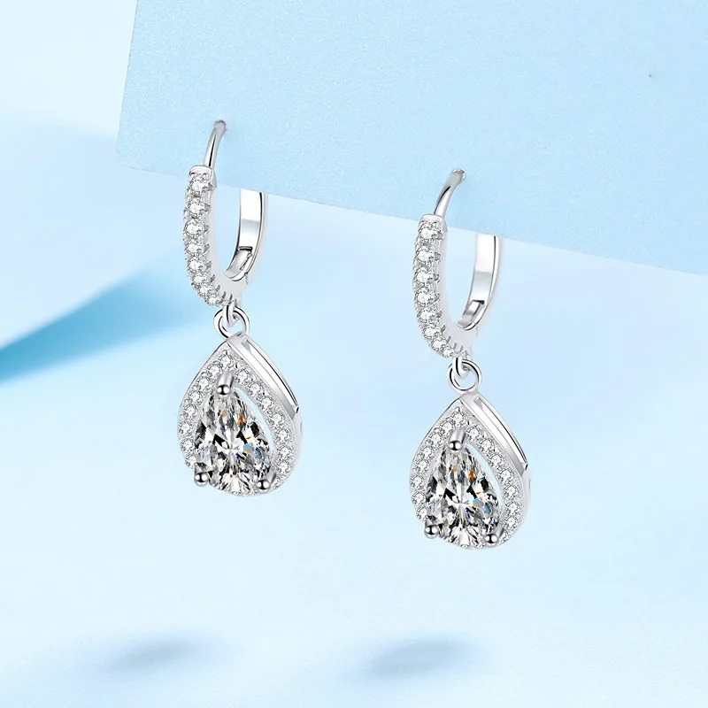 Women's luxury PT950 Platinum Drop Earrings Water droplet 1/2ct Moissanite Diamond Earrings Wedding Fine Jewelry Versatile Gift 2 Women's luxury PT950 Platinum Drop Earrings Water droplet 1/2ct Moissanite Diamond Earrings Wedding Fine Jewelry Versatile Gift - Image 2