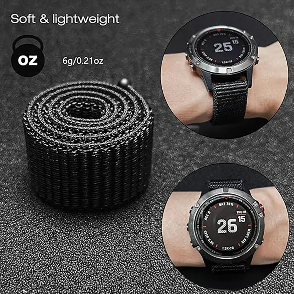 Woven Nylon Quick Fit Hook & Loop Sport Watch Band Strap