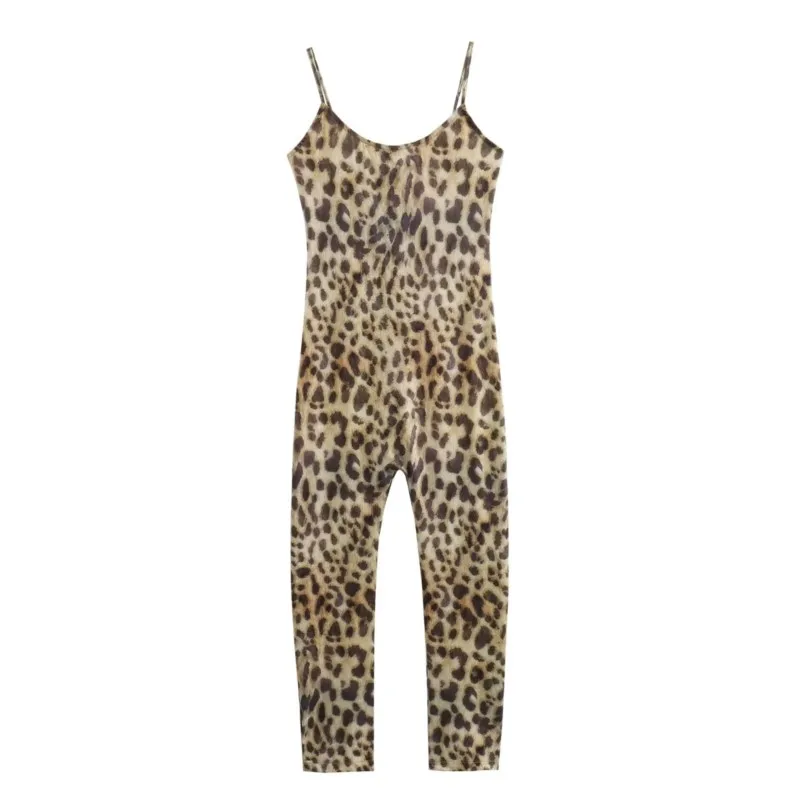 

TRAF Leopard Print Long Jumpsuits Women Summer Ropa De Mujer Ofertas Jumpsuits With Sexy Backless Beach Style Casual Jumpsuits