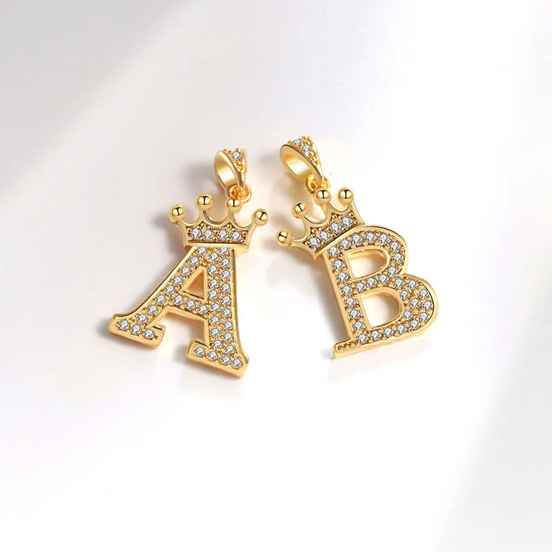 925 Sterling Silver 26 English Letter Fashion Crown Pendant Necklace Luxury Zircon Alphabet Pendant Jewelry pendant necklace,silver necklace