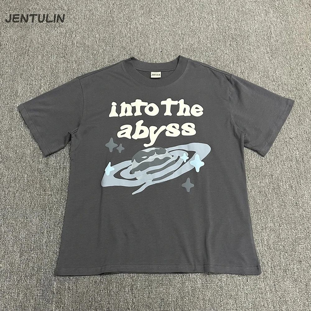 

Fashion Harajuku Planet Into The Abyss Foam Print Short Sleeve Tops Tee For Men and Women Summer Hip Hop Baggy Y2K T Shirt Loose