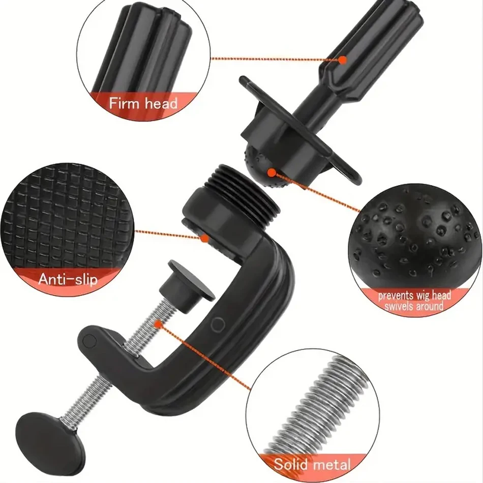 3 قطعة عارضة أزياء رئيس حامل أسود شعر مستعار صغير...