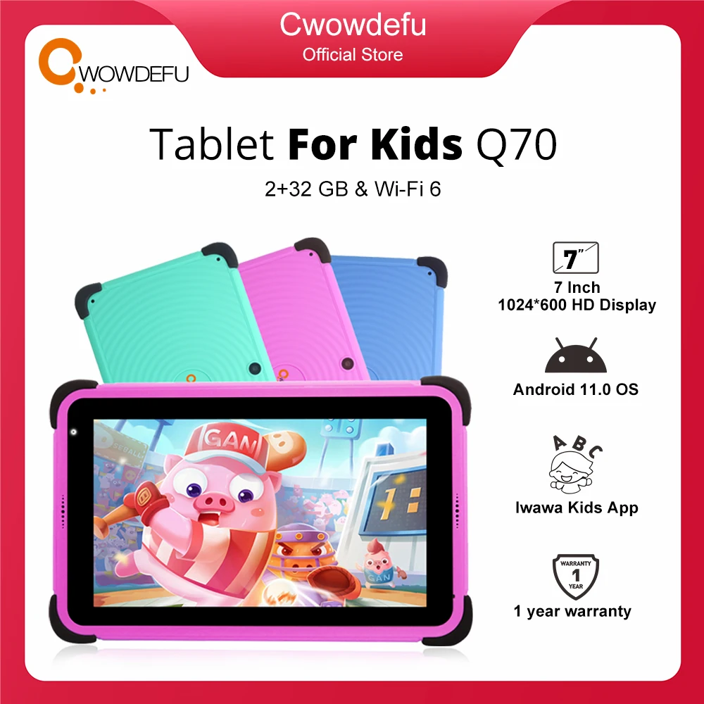 CWOWDEFU-Tableta para niños de 7 pulgadas , Tablet infantil con