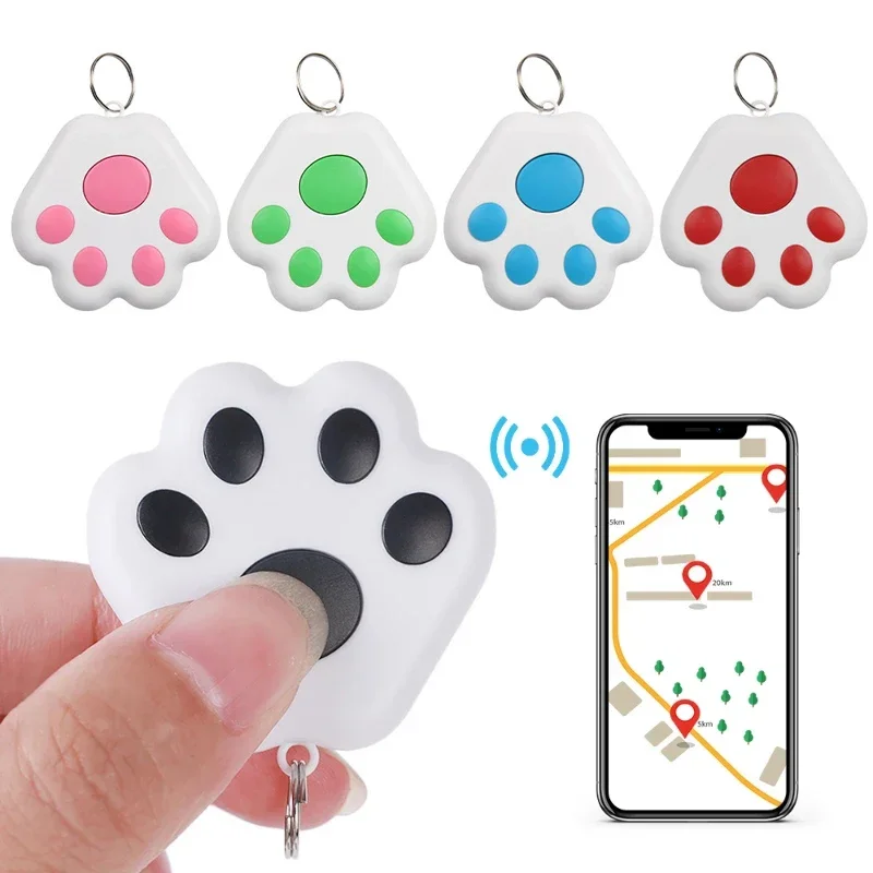 Dog Paw Shape GPS Tracker Anti-Lost Alarm Wireless Bluetooth Locator Tracer For Pets Cat /Kids bag Wallet Key Collar Accessories