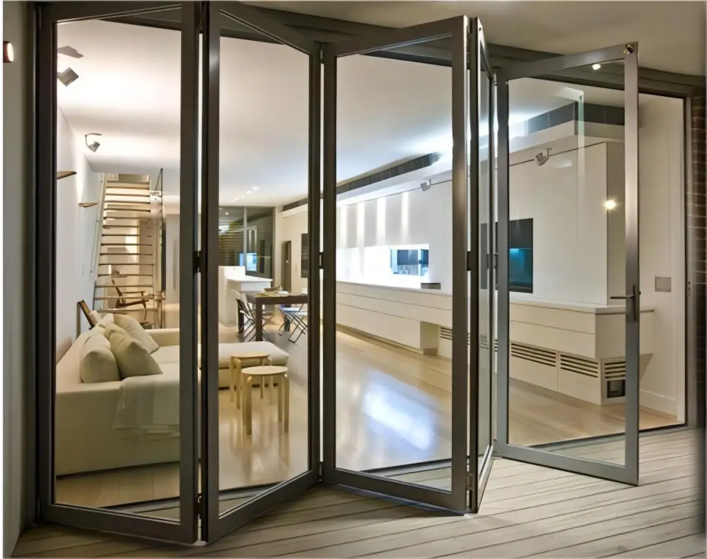 

Sixinalu Aluminum Alloy Profile Patio Accordion Door for Balcony Sliding Glass Bifold Folding Door Custom Color Powder Coating