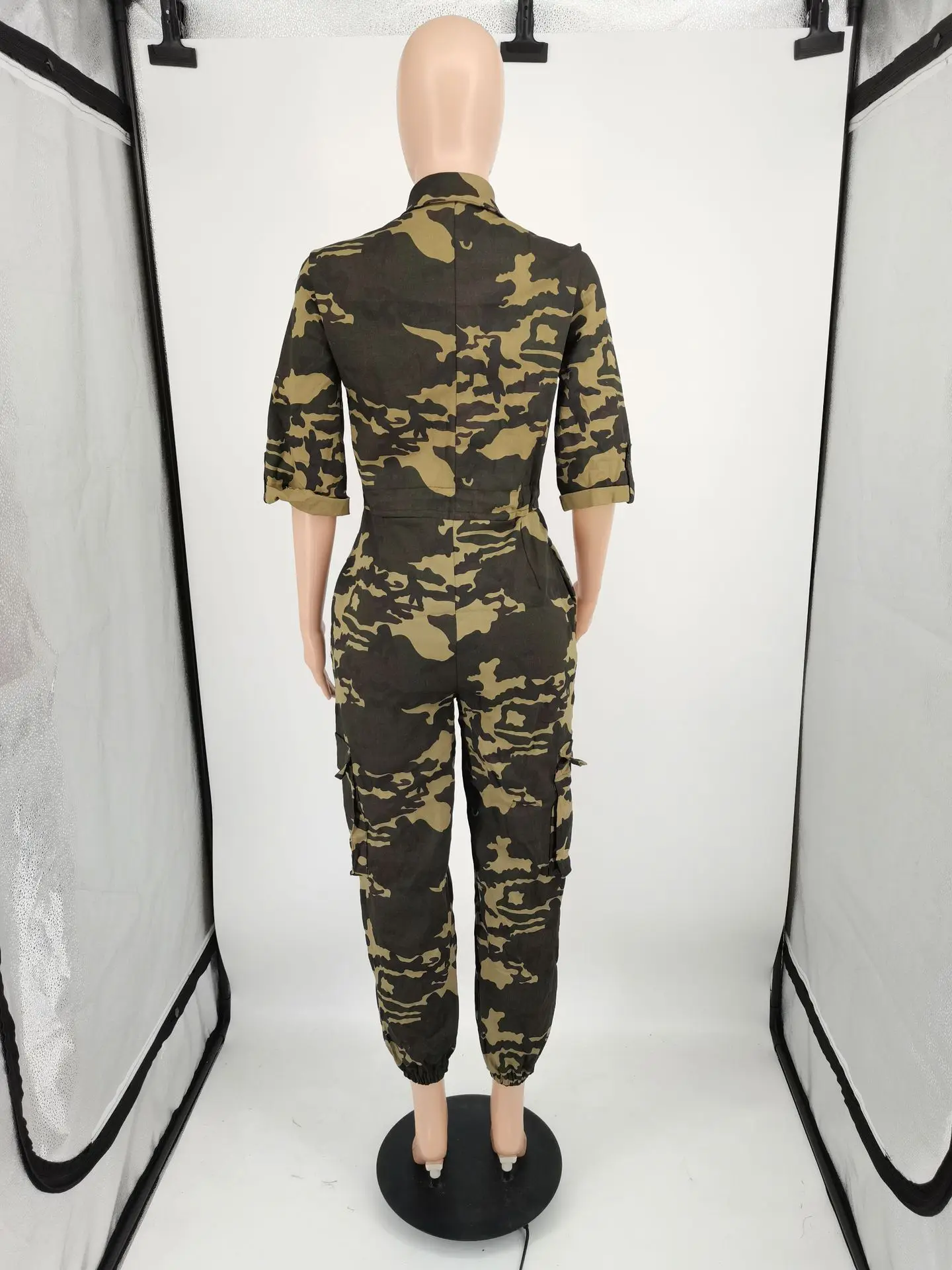 Camouflage Casual Jumpsuit Sexy Women Turn Down Collar