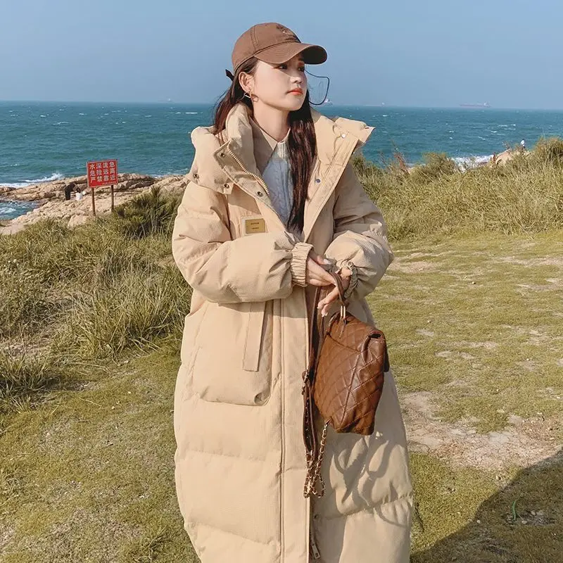 

2023 New Women Down Cotton Coat Winter Jacket Female Thicken Warm Parkas Fashion Pure Color Outwear Loose Casual Hooded Overcoat
