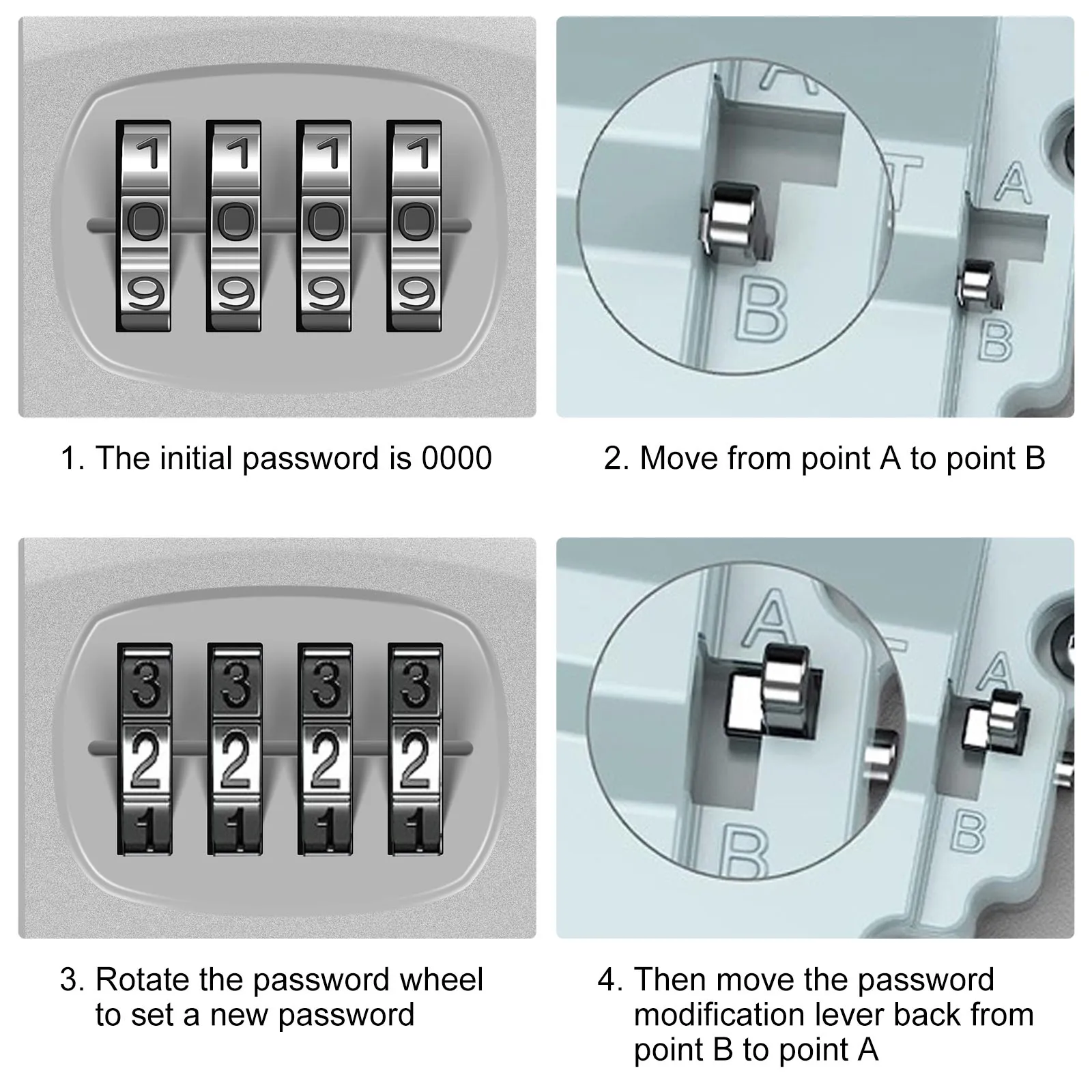 Aluminum Waterproof Key Lock Box Wall Mounted 4 Digit Combination