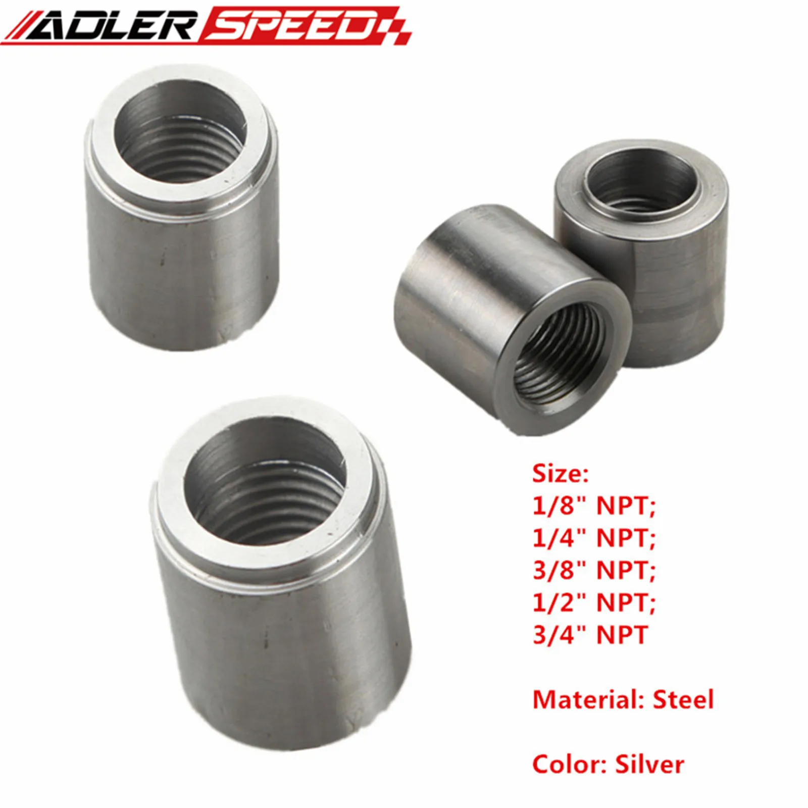 2 Raccordi NPT Femmina Da 1/8 In Alluminio Anodizzato Argento, Per Saldatura Su Tappo, Per Sistemi Idraulici E Pneumatici