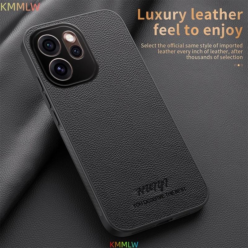 Lychee Pattern Leather Business Retro Case - Skin-Friendly Magnetic Charging Matte Shockproof Bumper Cover