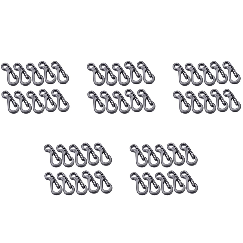 

NEW-50PCS/Mini Spring Backpack Clasps Climbing Carabiners EDC Keychain Camping Bottle Hooks Survival Gear - Grey